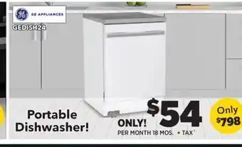 Surplus Furniture GE 24 White Portable Dishwasher offer