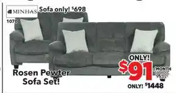 Surplus Furniture Rosen Pewter Cord Sofa/Loveseat Set offer