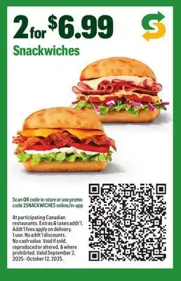 Subway Snackwiches offer
