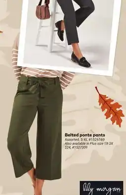 Giant Tiger Belted ponte pants offer