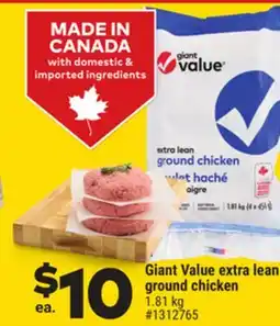 Giant Tiger Giant Value extra lean ground chicken offer