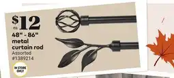 Giant Tiger 48 - 86 metal curtain rod offer