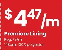 Fabricland Premiere Lining offer