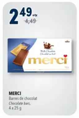 Familiprix MERCI, Chocolate bars, 4 x 25 g offer