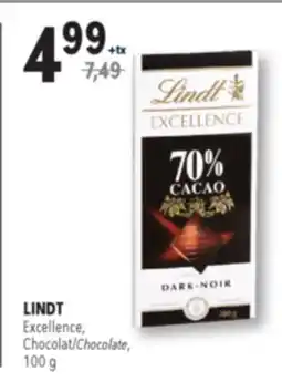Familiprix LINDT, Excellence, Chocolate, 100 g offer