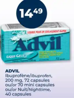 Familiprix ADVIL, Ibuprofen, 200 mg, 72 capsules or 70 mini capsules Nighttime, 40 capsules offer