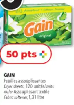 Familiprix GAIN, Dryer sheets, 120 units or Fabric softener, 1,31 litre offer