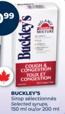 Familiprix BUCKLEY'S Selected syrups, 150 ml ou/or 200 ml offer