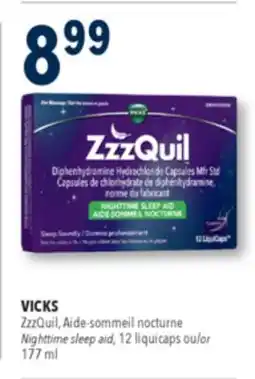Familiprix VICKS, ZzzQuil, Nighttime sleep aid, 12 liquicaps or 177 ml offer
