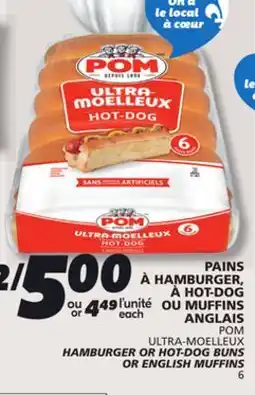 IGA POM ULTRA-MOELLEUX HAMBURGER OR HOT-DOG BUNS OR ENGLISH MUFFINS offer