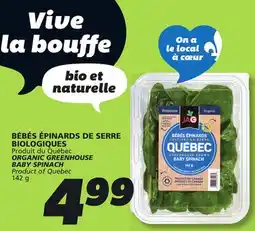 IGA ORGANIC GREENHOUSE BABY SPINACH offer