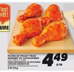 IGA C'EST PRÊT! À CUIRE FRESH MARINATED OR SEASONED CHICKEN DRUMSTICKS offer