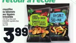 Metro CROUSTILLES OU BÂTONNETS AUX LÉGUMES IRRÉSISTIBLE | IRRÉSISTIBLE VEGETABLE CHIPS OR STICKS offer
