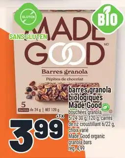 Metro BARRES GRANOLA BIOLOGIQUES MADE GOOD | MADE GOOD ORGANIC GRANOLA BARS offer