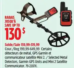 Canadian Tire Garmin Selected Metal Detectors, Garmin GPS Units and Mini 2 Satellite Communicator offer