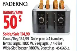 Canadian Tire Paderno 4-Slice Wide-Slot Toaster, 1800W offer