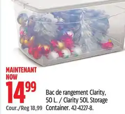 Canadian Tire Type A Clarity 50L Storage Container offer