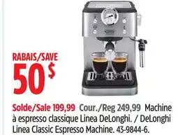 Canadian Tire DeLonghi Linea Classic Espresso Machine offer
