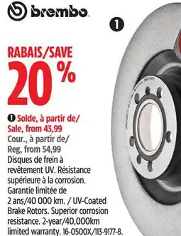Canadian Tire 40000km. / UV-Coated Brake Rotors. Superior corrosion resistance. 2-year/40,000km limited warranty offer