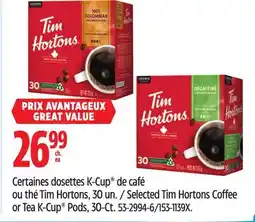Canadian Tire Keurig Selected Tim Hortons Coffee or Tea K-Cup Pods, 30-Ct offer