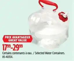 Canadian Tire Reliance Selected Water Containers offer
