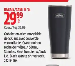 Canadian Tire Thermos 530mL Stainless Steel Tumbler w/Lock Lid offer