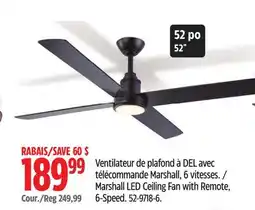 Canadian Tire NOMA Marshall LED Ceiling Fan with Remote, 6-Speed offer