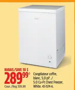 Canadian Tire Master Chef 5.0 Cu-Ft Chest Freezer, White offer