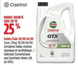 Canadian Tire Castrol Selected Conventional and Synthetic Motor Oil offer
