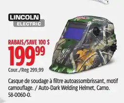 Canadian Tire Lincoln Auto-Dark Welding Helmet, Camo offer