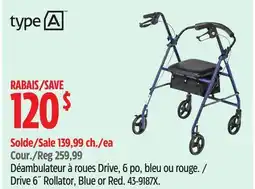 Canadian Tire Type A Drive 6˝ Rollator offer