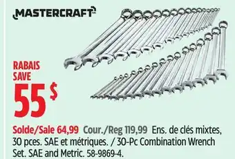 Canadian Tire 30-Pc Combination Wrench Set. SAE and Metric offer
