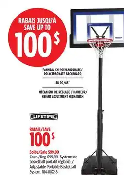 Canadian Tire Adjustable Portable Basketball System offer