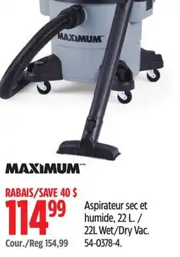 Canadian Tire 22L Wet/Dry Vac offer