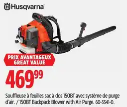 Canadian Tire Husqvarna 150BT Backpack Blower with Air Purge offer