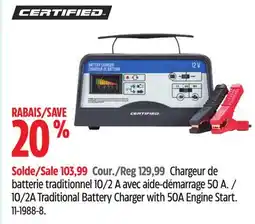 Canadian Tire Certified 10/2A Traditional Battery Charger with 50A Engine Start offer