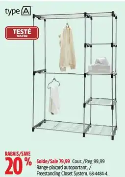 Canadian Tire type A Freestanding Closet System offer