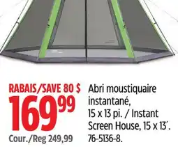 Canadian Tire Coleman Instant Screen House offer