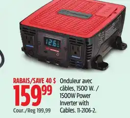 Canadian Tire Motomaster 1500W Power Inverter with Cables offer