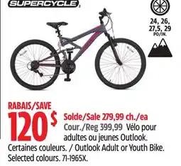 Canadian Tire Supercycle Outlook Adult or Youth Bike offer