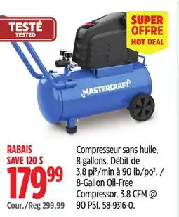 Canadian Tire Mastercraft 8-Gallon Oil-Free Compressor offer