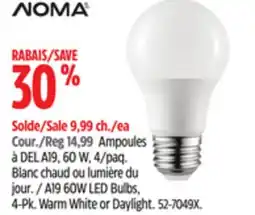 Canadian Tire Noma A19 60W LED Bulbs, 4-Pk offer