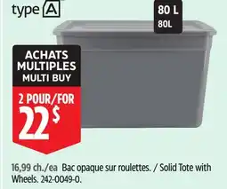 Canadian Tire type A Solid Tote with Wheels offer