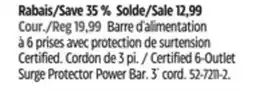 Canadian Tire Certified 6-Outlet Surge Protector Power Bar offer