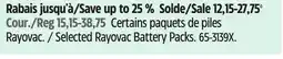 Canadian Tire Selected Rayovac Battery Packs offer