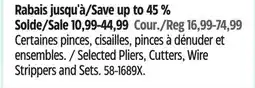 Canadian Tire Maximum Selected Pliers, Cutters, Wire Strippers and Sets offer