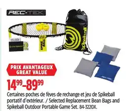 Canadian Tire Rec-Tek Selected Replacement Bean Bags and Spikeball Outdoor Portable Game Set offer