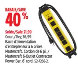 Canadian Tire Mastercraft 6-Outlet Contractor Power Bar offer