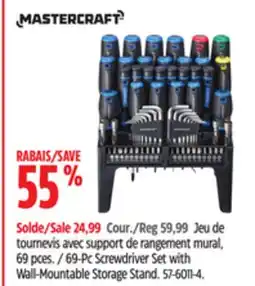 Canadian Tire Mastercraft 69-Pc Screwdriver Set with Wall-Mountable Storage Stand offer