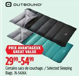 Canadian Tire Outbound Selected Sleeping Bags offer